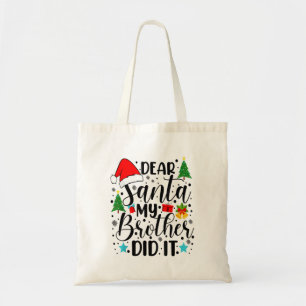 Tote Bag Cher Père Noël Mon frère l'a fait - drôle grand et