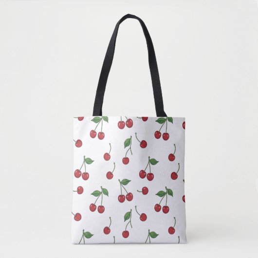 Tote Bag Cherry Fruit Repeat Pattern Design (Devant)