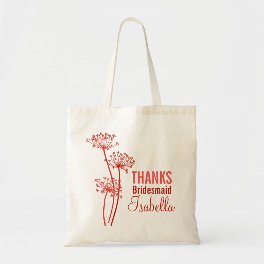 Tote Bag Chervil moderne graphique fleur rouge bridesmaid s (Devant)