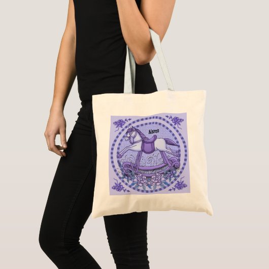 Tote Bag Cheval à bascule Roses Violettes (Devant (produit))