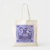 Tote Bag Cheval à bascule Roses Violettes (Devant)