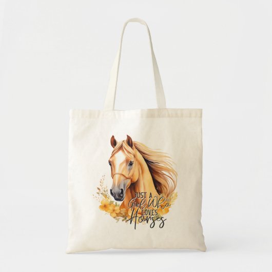 Tote Bag Cheval à l'aquarelle mignonne (Devant)