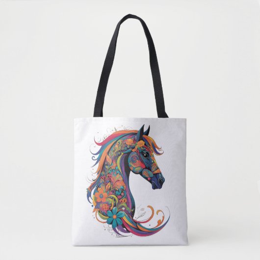 Tote Bag Cheval abstrait coloré (Devant)