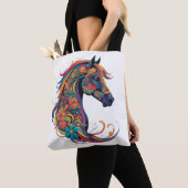 Tote Bag Cheval abstrait coloré (De près)