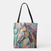 Tote Bag Cheval Abstrait moderne et succulents (Dos)