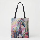 Tote Bag Cheval Abstrait moderne et succulents (Devant)