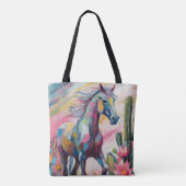Tote Bag Cheval Abstrait moderne et succulents (Dos)