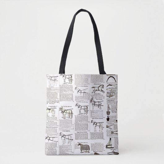 Tote Bag Cheval Antique Publicité Journal Art (Devant)