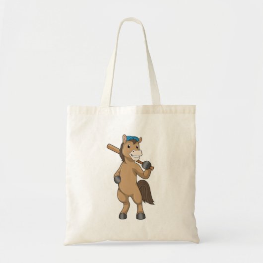 Tote Bag Cheval au baseball avec batte de baseball (Devant)