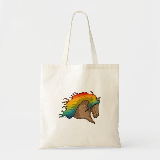 Tote Bag Cheval avec cheveux arc-en-ciel (Devant)