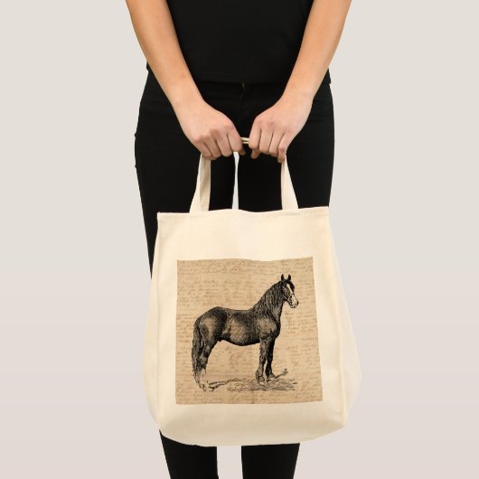 Tote Bag Cheval avec papier de script (Devant (produit))