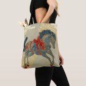 Tote Bag Cheval bleu royal orné (De près)