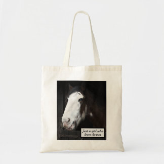 Tote Bag Cheval Brown à la ferme Juste une fille qui aime l