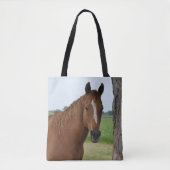Tote Bag Cheval Brun près d'un Arbre (Devant)