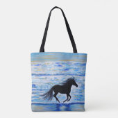Tote Bag Cheval courir libre par la peinture de mer (Dos)