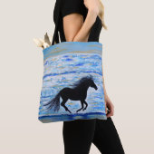 Tote Bag Cheval courir libre par la peinture de mer (De près)