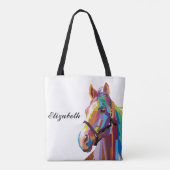 Tote Bag Cheval d'art pop coloré personnalisé (Dos)