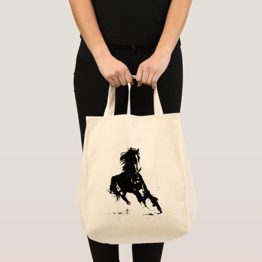 Tote Bag Cheval d'art pop noir et blanc (Devant (produit))