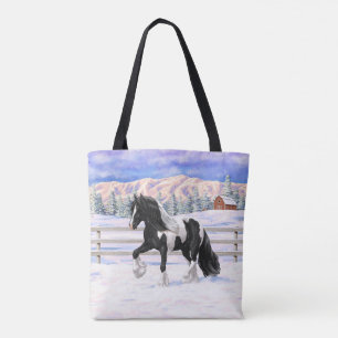 Tote Bag Cheval d'attelage de la bandelette tzigane noire d