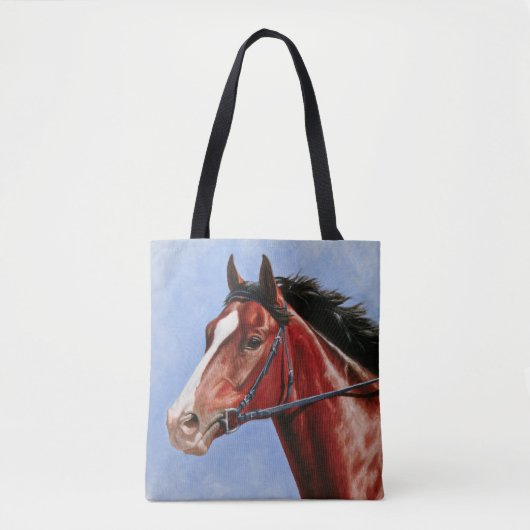 Tote Bag Cheval de course de Baie Thoroughbred (Devant)