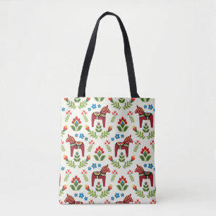 Tote Bag Cheval de Dala suédois Rouge