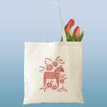 Tote Bag Cheval de Dala suédois Rouge et blanc<br><div class="desc">Illustration traditionnelle suédoise de Dala Horse. Art original de Nic Squirrell.</div>