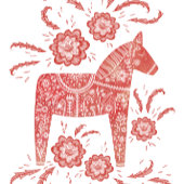 Tote Bag Cheval de Dala suédois Rouge et blanc