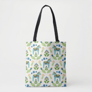 Tote Bag Cheval de Dala suédois Turquoise