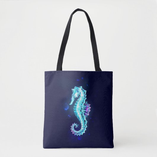Tote Bag Cheval de mer de glace cristal sur Arrière - plan (Devant)