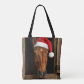 Tote Bag Cheval de Noël dans la fenêtre de l'écurie (Dos)