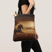 Tote Bag Cheval de Ranch en cuir (De près)