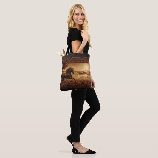 Tote Bag Cheval de Ranch en cuir (Sur le modèle)