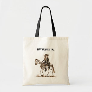 Tote Bag Cheval de squelette de cowgirl occidentale Hallowe