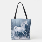 Tote Bag Cheval d'hiver blanc magique (Dos)