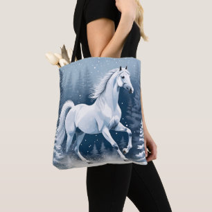 Tote Bag Cheval d'hiver blanc magique