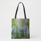 Tote Bag Cheval D'Imaginaire Unicorne Et Lily Fleurs (Devant)