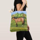Tote Bag Cheval du Quartier des Dun Buckskin (De près)