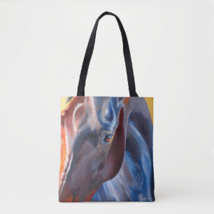 Tote Bag Cheval en Blues Moderne équestre Amateurs de cheva