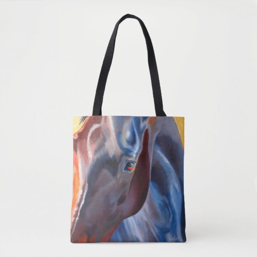 Tote Bag Cheval en Blues Moderne équestre Amateurs de cheva (Devant)