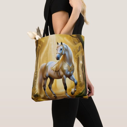 Tote Bag Cheval enchanté dans la forêt dorée (De près)