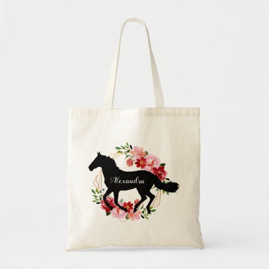 Tote Bag Cheval Equestre Personnalisé Équitation Nom Person (Devant)