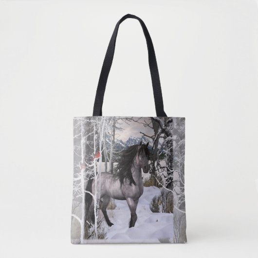 Tote Bag Cheval et cardinaux d'hiver 2024 (Devant)