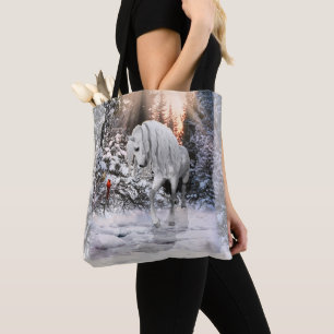 Tote Bag Cheval et cardinaux d'hiver 2024