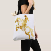 Tote Bag Cheval et Cavalier Dorés Abstraits (De près)