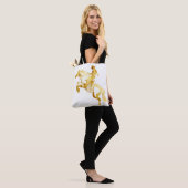 Tote Bag Cheval et Cavalier Dorés Abstraits (Sur le modèle)