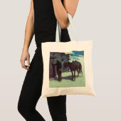 Tote Bag Cheval et Cowboy neige hivernale (Devant (produit))
