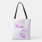 Tote Bag Cheval fille en violet avec tête de cheval Police (Dos)