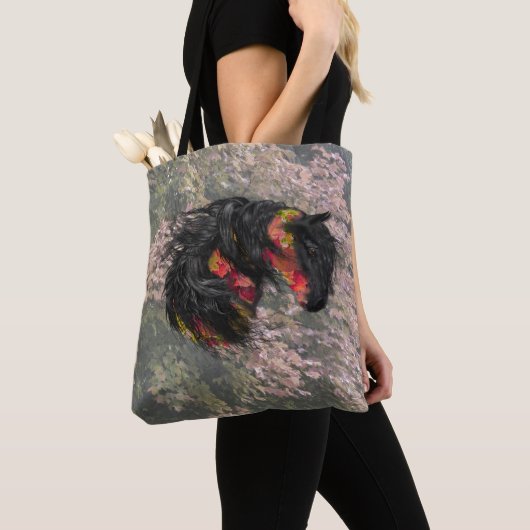 Tote Bag Cheval friésien Automne (De près)