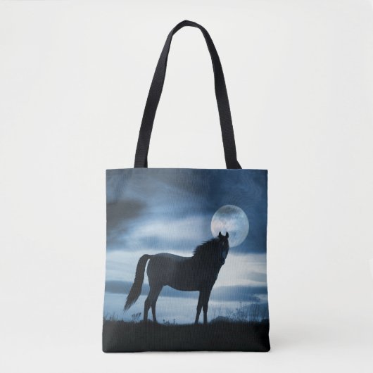 Tote Bag Cheval Lover Fourre-tout Blue Sky et Moon (Devant)