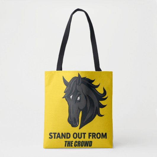 Tote Bag Cheval Noir Avec Texte Sortez De La Foule (Devant)